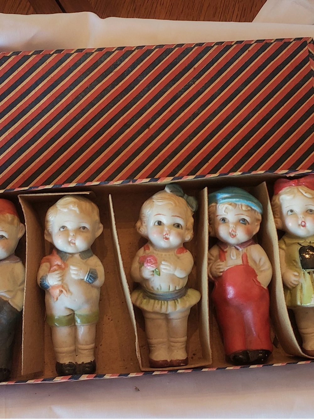 Antique vintage Bisque 5 Porcelain Dolls. No Repairs 1920’s. Original box